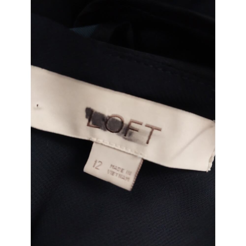 LOFT Navy Ruffle-Sleeve Wide-Leg Jumpsuit - Picture 9 of 11